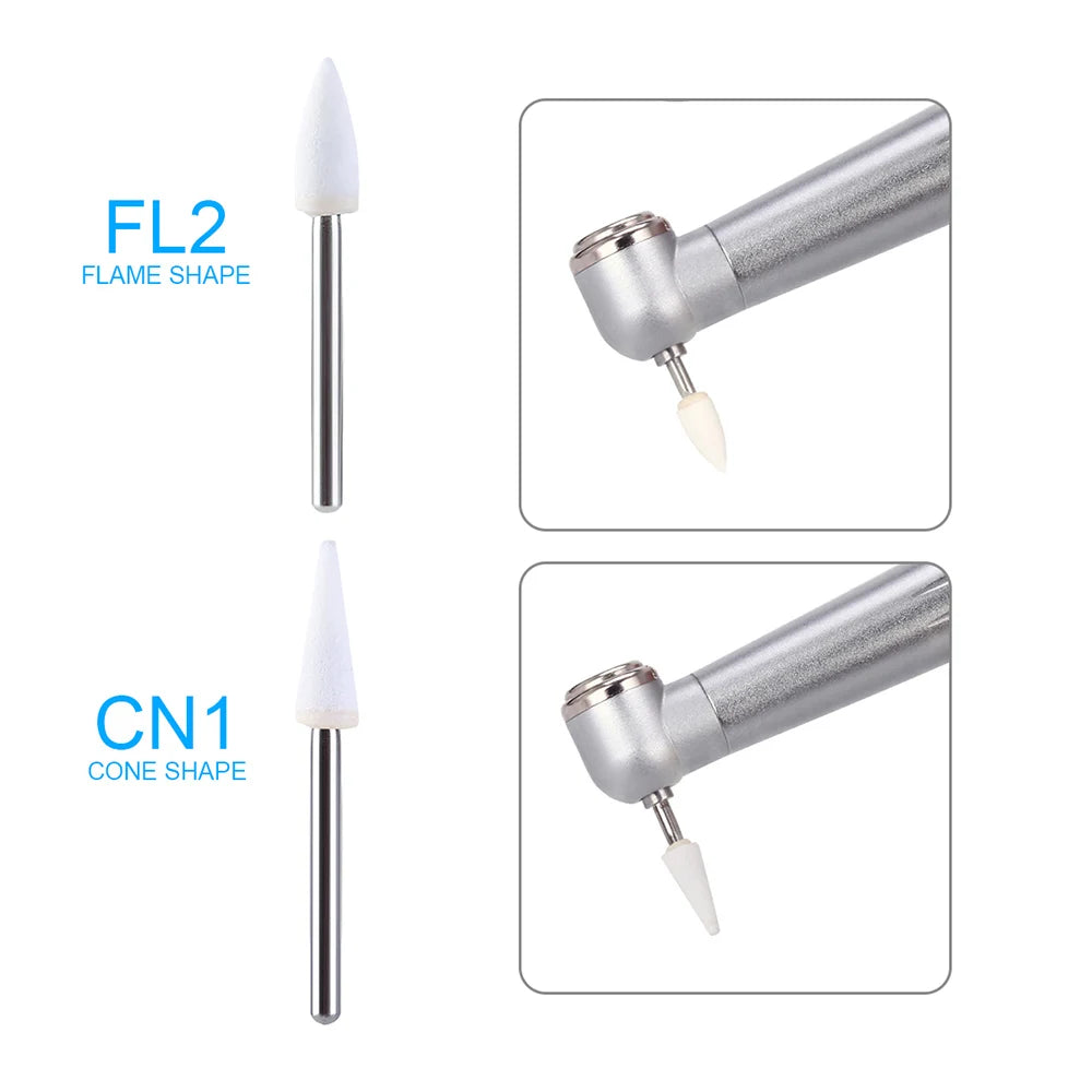 AZDENT 12pcs/Box Dental White Stone Polishing FG Burs Cone/Flame/Round Shape Abrasion Bur Fit For High-Speed Handpiece 1.6mm [DEN]