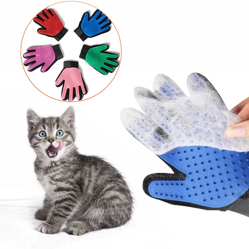 Pet Glove Cat Grooming Glove Cat Hair Deshedding Brush Gloves Dog Comb for Cats Bath Hair Remover Clean Massage Brush For Animal [PET]