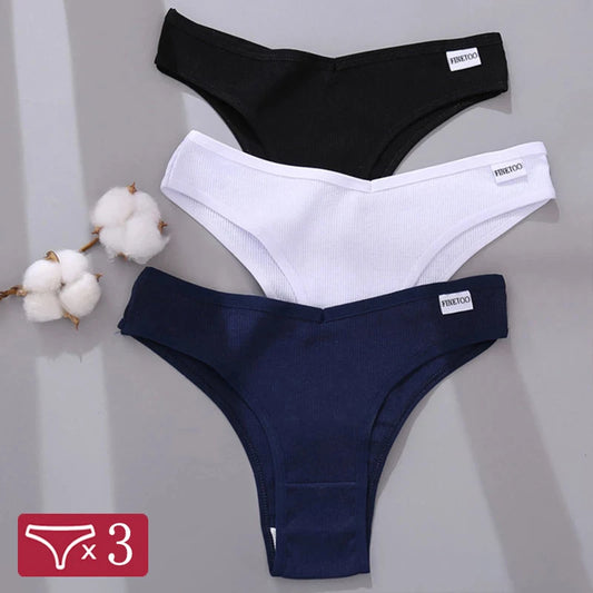 3Pcs/Set Cotton Women Briefs Sexy Low Rise Panties Female Seamless Underwear Breathable Underpants Girls M-XL Intimates Lingerie [UND]