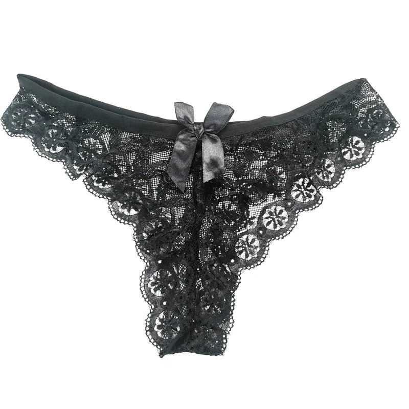 Sexy Lace Thong Women Butterfly Low Waist Panties Transparent Underwear Ladies Briefs Lingerie Panty Underwear Women's Lingerie [GRM] [UND]