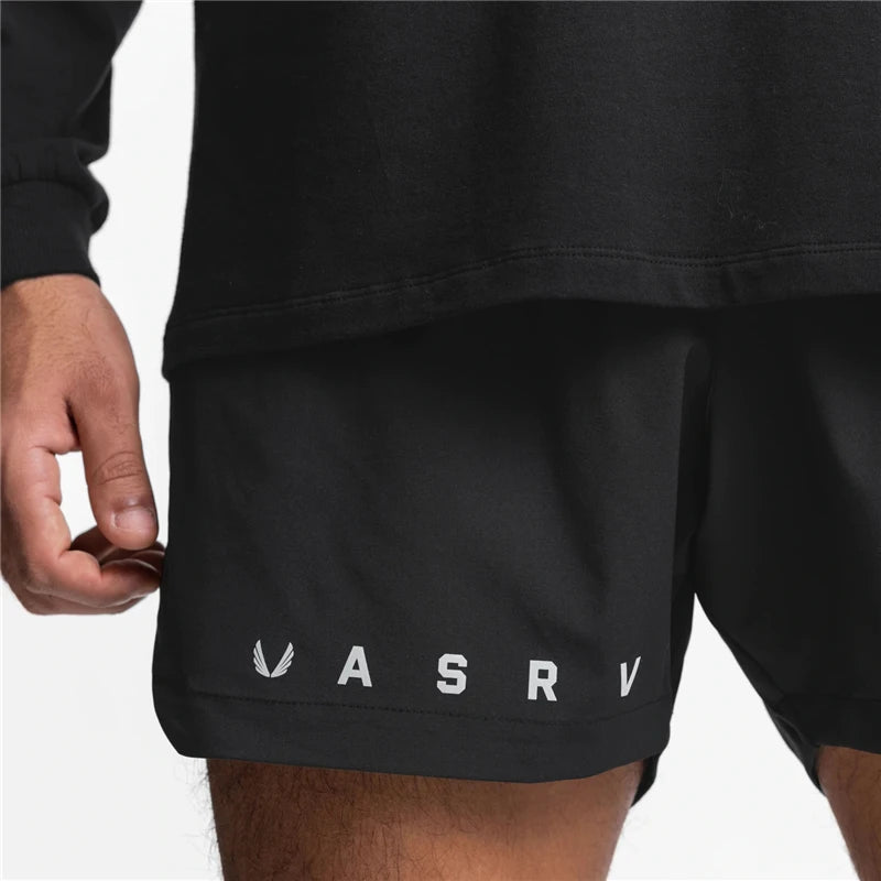 Men's 2-in-1 Summer Running Shorts Breathable Quick-Dry Basketball Training Shorts Men Gym Fitness Exercise Short Pants [MEN]