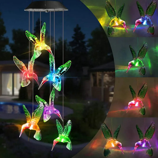 Solar Wind Chimes Lights Color-Changing Solar Light Waterproof LED Hanging Lamp For Outdoor Garden Festival Decoration [SLG]