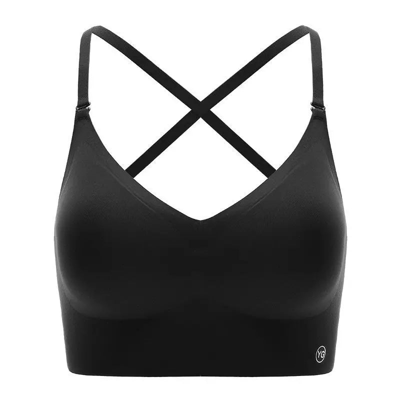 UBAU Summer thin sexy U-shaped back lingerie female inner wear undershirt without trace backless triangle cup polymerization bra [UND]