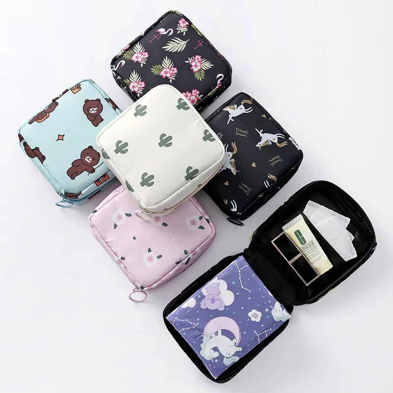 Sanitary Napkin Storage Bag Portable Cosmetic Lipstick Storage Bag Travel Earphone Coin Organizer Pouch Bags Cute Girl Bags Gift [CSM]