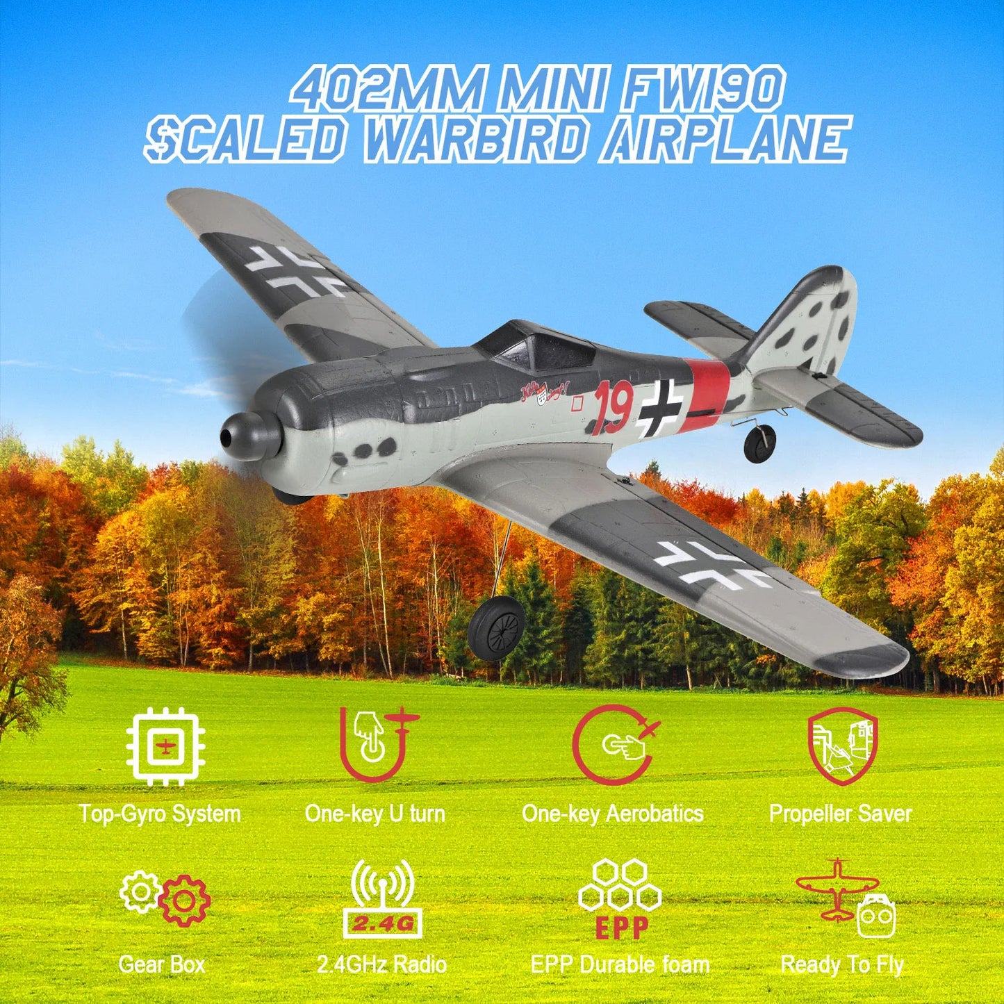 FW-190 RC Plane 2.4G 4CH 402mm Wingspan RC Aircraft One Key Aerobatic RTF Fighter Mini Warbird RC Airplane Toys Gifts [TOYS]