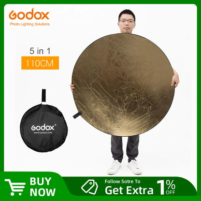 Godox 5 in 1  80cm 110cm 100x150cm 150x200cm  Portable Photography Reflector Board Collapsible for Studio Photography Reflector [PHO]