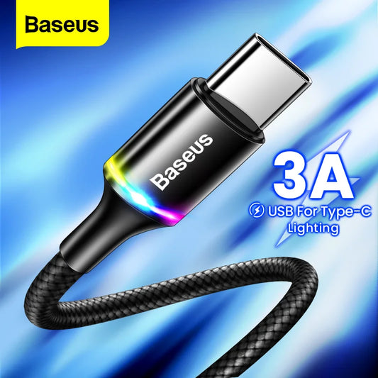 Baseus USB Type C Cable 3A Fast Charging For Samsung S22 S21 Xiaomi Mi Poco USB-C Charger Data Wire Corde Mobile Phone Cable 3m [MOB]