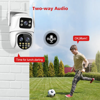 Wifi Surveillance Camera Outdoor PTZ 9MP Three lens 8X Digital Zoom AI Auto Tracking Humanoid Detection 4MP Security Camera [SEC]