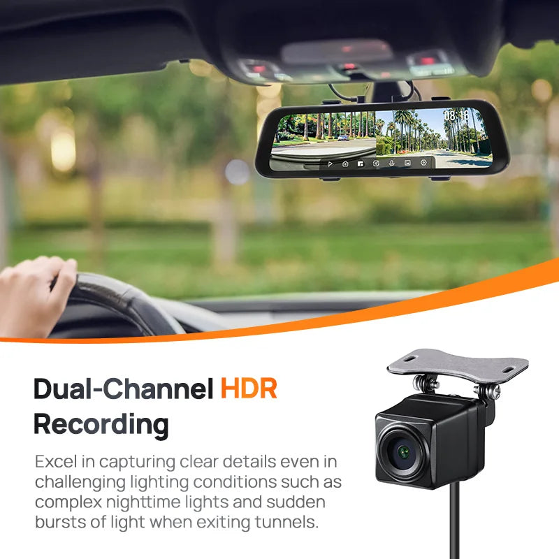 70mai Rearview Dash Cam S500 9.35'' Touch Screen 70mai S500 Car DVR 3K Super Capacitor Dual-Channel HDR Voice Control 24H Park [CAR]