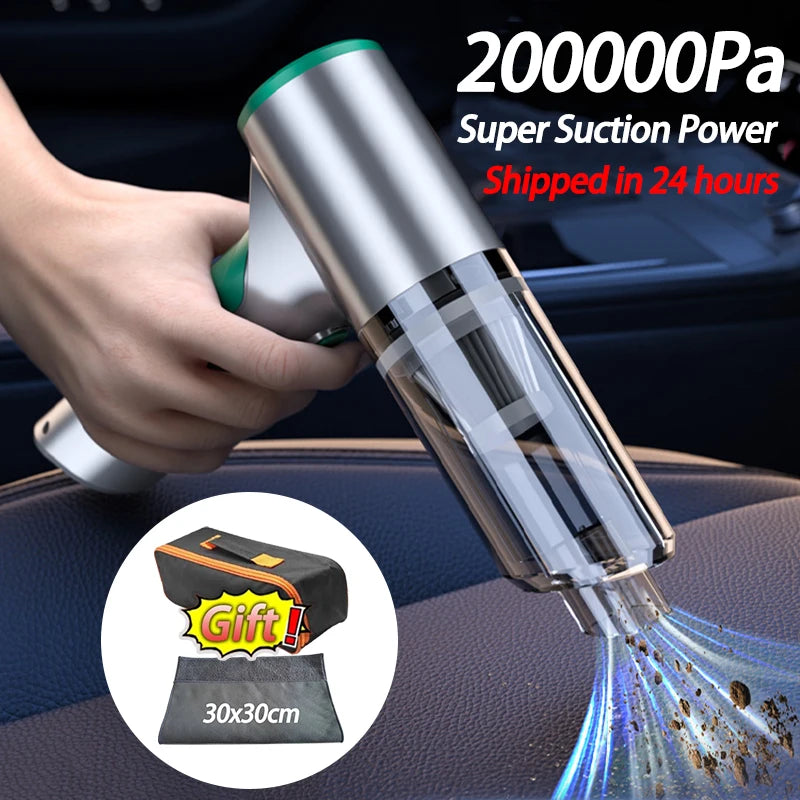 200000pa Car Vacuum Cleaner Cordless Handheld Wireless Cleaning Tool For Car Strong Suction and Blowing Brushless Portable [VAC]