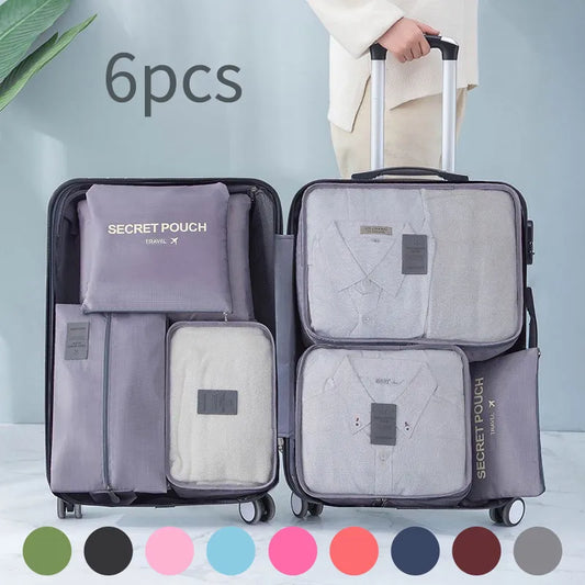 6pcs Travel Organizer Storage Bags Portable Travel Suitcases Organizer Travel Bag For Women Luggage Organizer Clothes Shoes Bag [SHO]