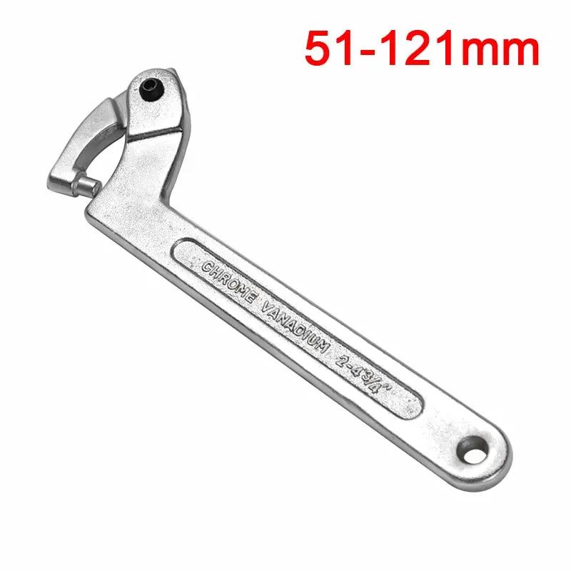 Adjustable Hook Wrench Nuts Bolts Universal C Shape Spanner Tool Screw Nuts Driver Flat Round Ends Heavy Duty Repair Hand Tool [HTO]