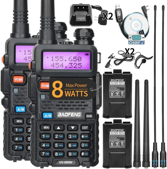 1/2PCS BaoFeng UV-5R 8W Tri-Power Walkie Talkie High Power Dual Band Long Range 128 CH Portable Handheld UV 5R Ham Two Way Radio [TEL]