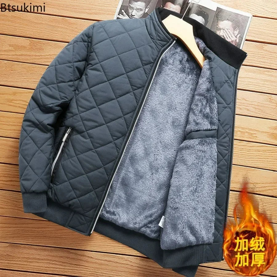 Thick Warm Bomber Jacket Coats Autumn Winter Fleece Lined Casual Jacket for Men Slim Fit Winter Clothing Parkas 5XL [MEN]