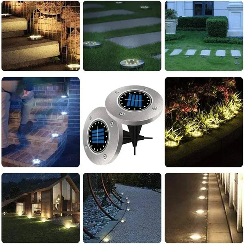 8/20LED Solar Power Disk Light Outdoor Garden Solar Underground Light Deck Light Spotlight Buried Solar Led Lamp Garden Decor [SLG]