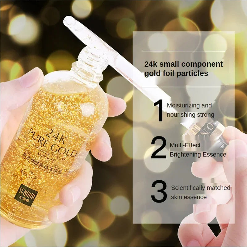 24K Gold Hyaluronic Acid Nicotinamide Face Serum Replenishment Moisturize Shrink Pore Brighten Skin Care Firming Facial Essence [SKC]