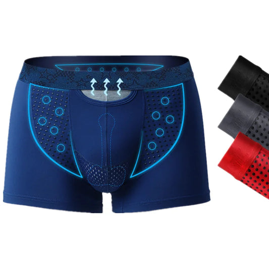 Men Underwear Modal Boxer Shorts Homme Antibacterial Magnetic Panties Man Ice Silk Bullet Separation Pouch Underpants Male Cueca [GRM] [UND]