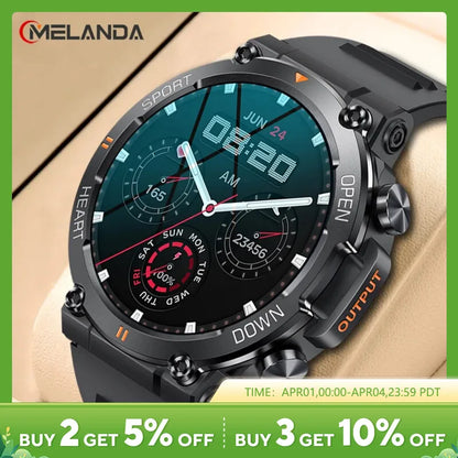 MELANDA 1.39 Inch HD Bluetooth Call Smart Watch Men Sports Fitness Tracker Heart Monitor 400mAh Smartwatch For Android IOS K56 [SWH]