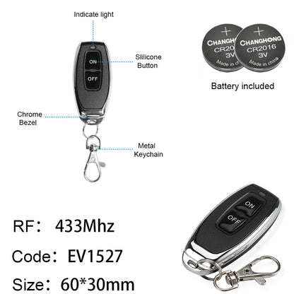 433MHz Remote Control Switch AC110V 220V 10A 1CH Relay Module Receiver Transmitters ON OFF Remote Control For Led Lights Bulb [HAP]