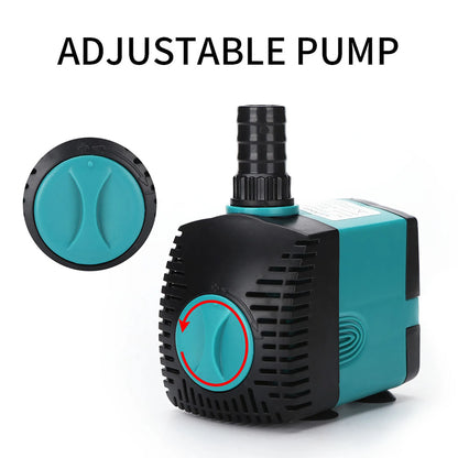 Quiet Adjustable Fish Tank Submersible 220V Water Pump Powerhead with Suction Cup for Aquarium, Pond, Hydroponics [PUM]