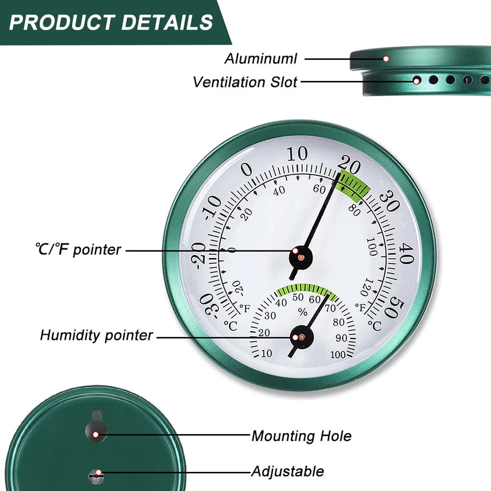 2 In 1 Stainless Steel Thermometer Hygrometer Wall-mounted Auto Measure Thermometer for Home Office Temperature Humidity Meter  [DSP][MTR]