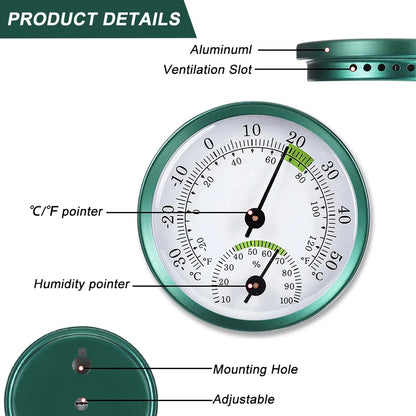 2 In 1 Stainless Steel Thermometer Hygrometer Wall-mounted Auto Measure Thermometer for Home Office Temperature Humidity Meter  [DSP][MTR]