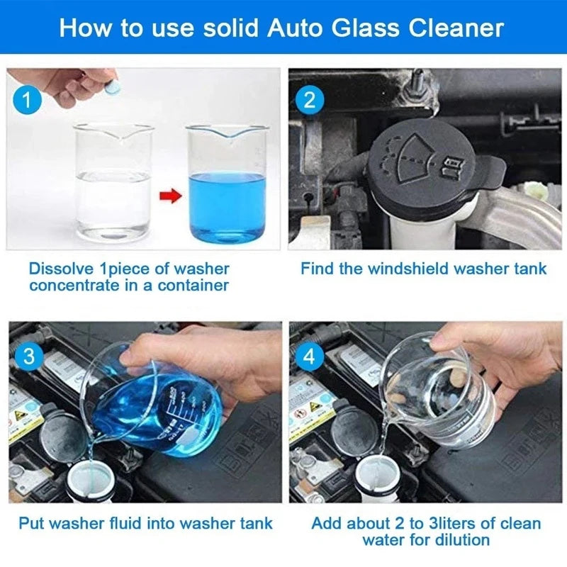 Solid Cleaner Car Windscreen Cleaner Effervescent Tablet Auto Wiper Glass Solid Cleaning Concentrated Tablets Detergent [CAR]