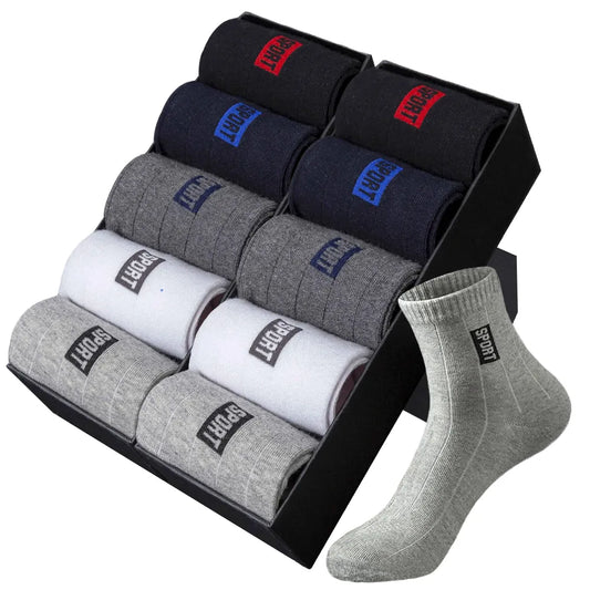 20Pcs=10Pairs High Quality Men Socks Cotton Breathable Sweat-Absorbent Middle Tuble Black Socks Deodorant Business Men Gift Sock [SOX]