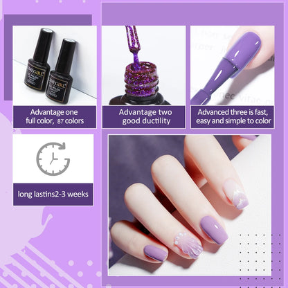 Gel Nail Polish Set 60/40/24 Colors Semi Permanent UV Led Gel Varnish Soak Off Nail Lacquers Base Top Coat [BEU]