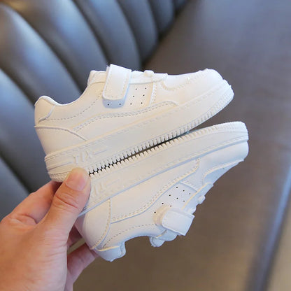 Tenis Sneakers Kids Spring/Autumn New Boys Girls Sports Shoes Casual Board Shoes Leather Soft Soled Children Small White Shoes [SHO]