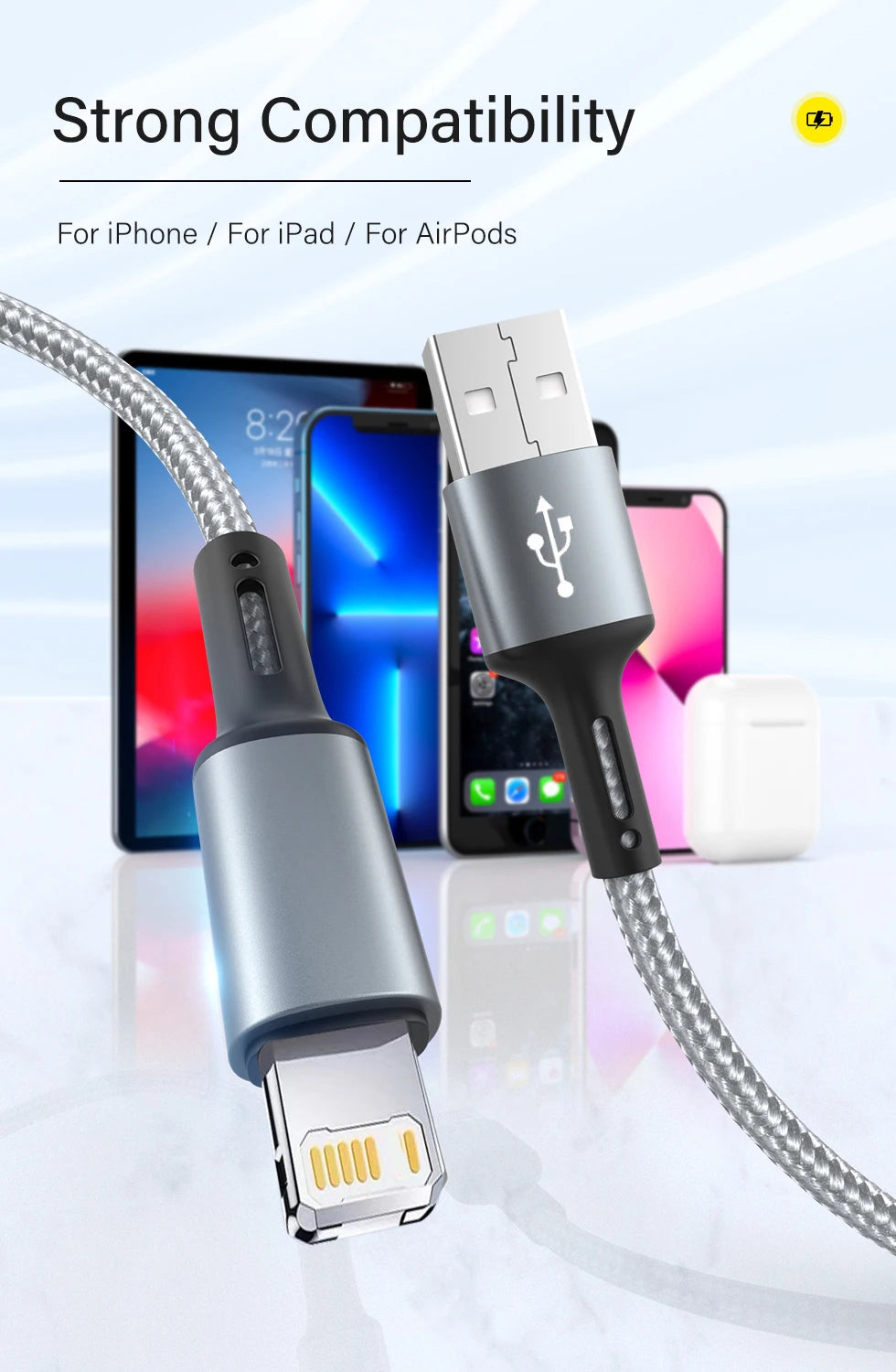 USB Cable For iPhone 14 13 12 11 Pro X XS Max 6 7 8 Plus SE Apple iPad Fast Charge Cord Origin Mobile Phone Charger Data Wire 3m [MOB]