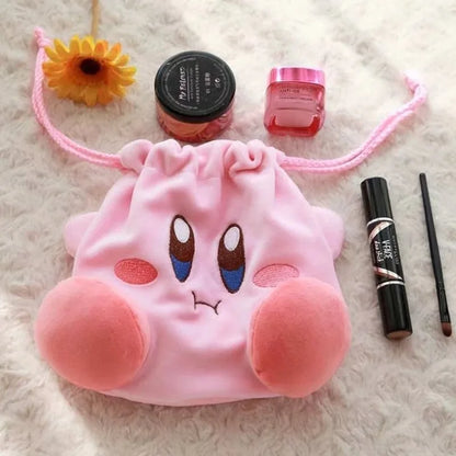 NEW Kawaii Anime Cartoon Star Kirby Plush Cosmetic Bag Cute Pink Plush Portable Storage Bag Coin Purse Girl&Child Holiday Gifts [CSM]