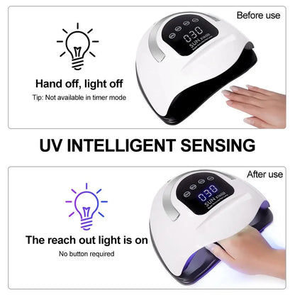 Powerful 320W UV LED Nail Lamp Drying Gel Nail Polish Professional 72 LEDS Nail Dryer Light Touch Screen Timer [BEU]