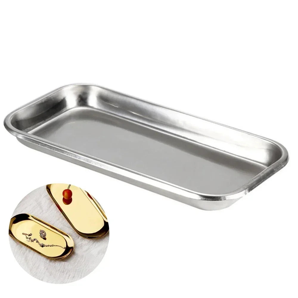 1Pcs Stainless Steel Cosmetic Storage Tray Nail Art Equipment Plate Doctor Surgical Dental Tray False Nails Dish Tools [DEN]