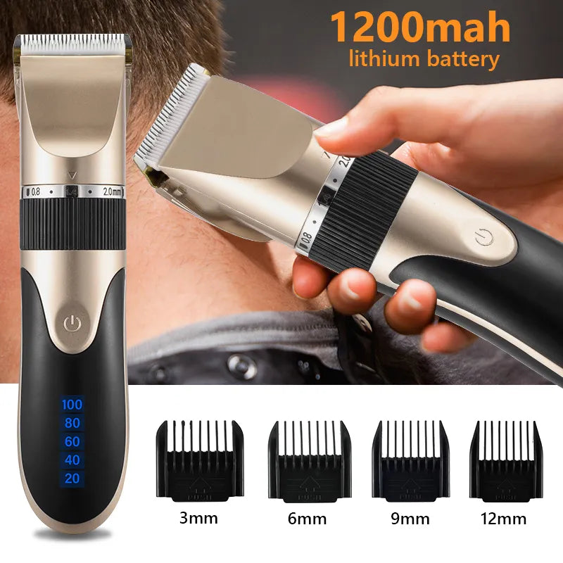 Professional Hair Trimmer Digital USB Rechargeable Hair Clipper for Men Haircut Ceramic Blade Razor Hair Cutter Barber Machine [HAI]