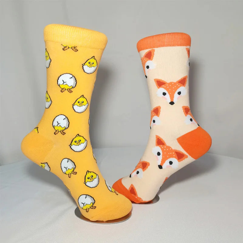 Cute Women Socks Cartoon Animal Food Fruit Socks  Kawaii Funny  Trendy Socks Happy Harajuku Casual Socks Autumn Spring Stocking [SOX]