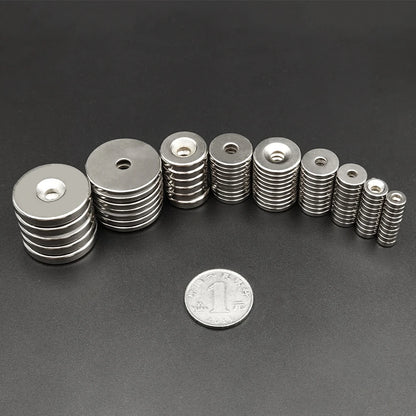 Super Strong Powerful Neodymium Magnets 8/10/12/15/20/25/30mm x3/4/5/6mm Small Circular Round Magnet with a Screw Hole in center