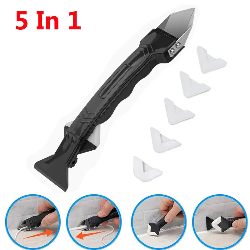 5 in1 Silicone Remover Sealant Smooth Scraper Caulk Finisher Grout Kit Tools Floor Mould Removal Hand Tools Set Accessories  [HTO]