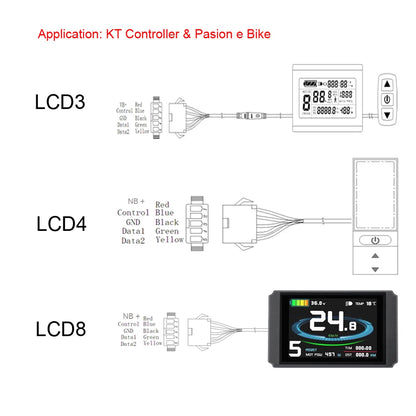 Electric Bicycle KT LCD Display LCD3 LCD4 LCD8H  24V/36V/48V/52V  Waterproof SM Plug For Kunteng Ebike Display [SPT]