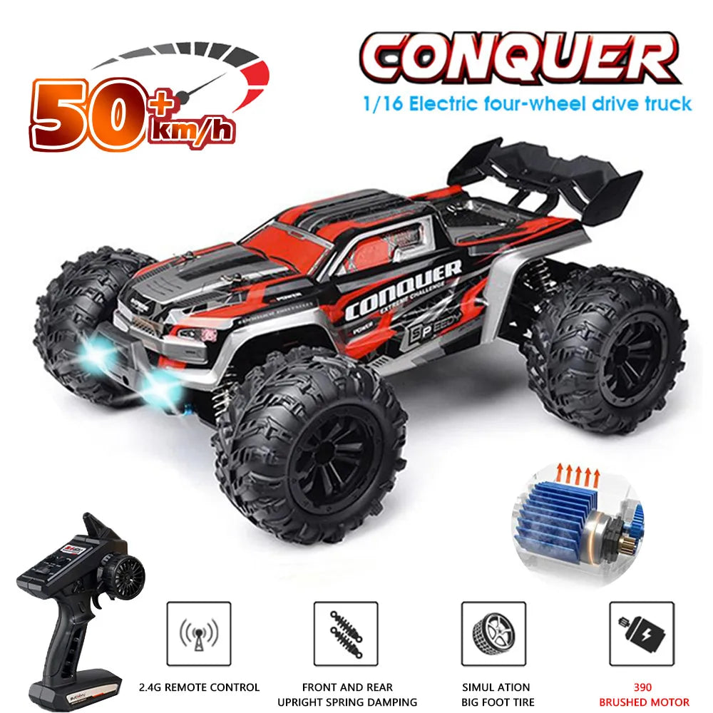 SCY 16102 1:16 50KM/H 4WD RC Car With LED Light Remote Control Cars High Speed Drift Monster Truck for Kids vs Wltoys 144001 Toy [TOYS]