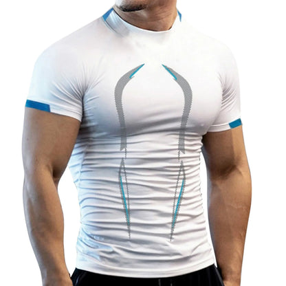 New Summer Gym Breathable T-Shirt Men Quick Drying Jogging TShirt Men Training Tees Fitness Tops Running T-shirt [TSH]