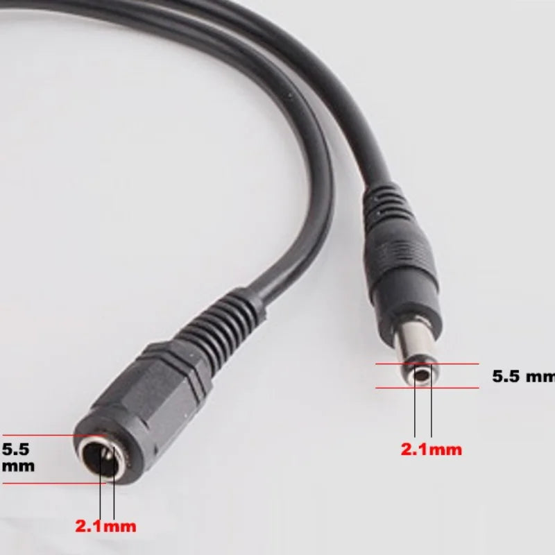 DC12V Power Extension Cable 2.1*5.5mm Connector Male To Female For CCTV Security Camera Black Color 16.5Feet 5M 10m power cable [SEC]