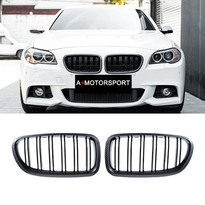 Car Gloss Black Kidney Grill Dual Slats Racing Grill For BMW 5 Series F10 F11 F18 520d 530d 540i 2010-2017 Replacement Part [BDK]