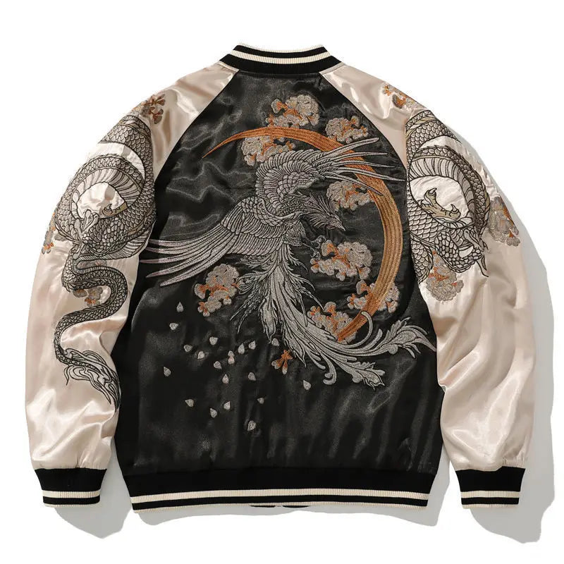 Spring and Autumn Embroidered  Jacket Dragon Animal Men's Baseball Uniform Embroidered Contrast Color Casual Couple Clothes [MEN]