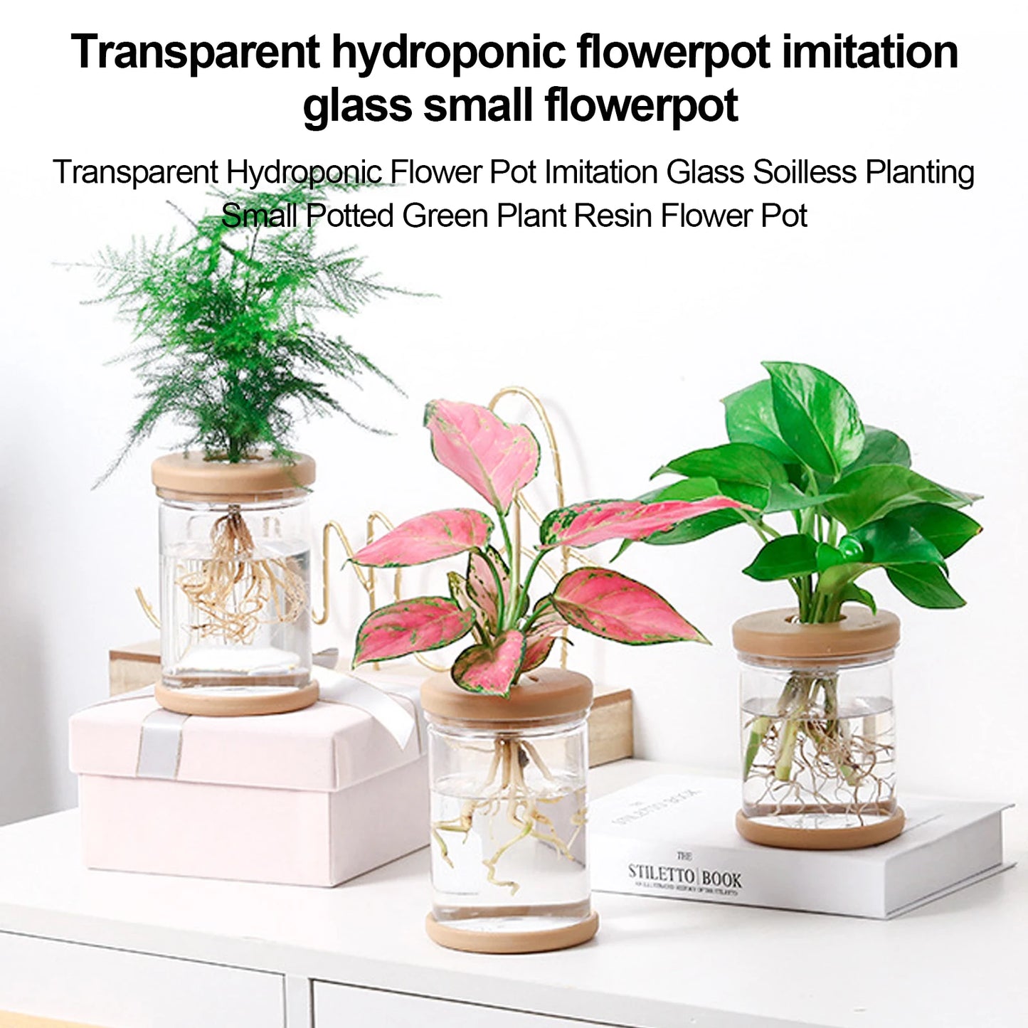 Mini Hydroponic Flower Pot Home Vase Decor Transparent Imitation Glass Soilless Plant Pots Green Plants Pot For Home Decoration [GAR]