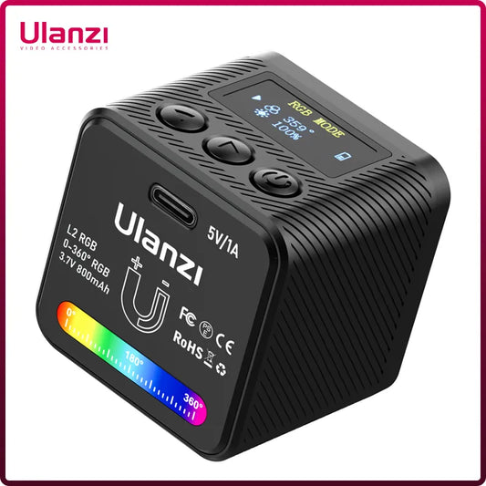 Ulanzi L2 RGB Mini COB Video Camera Light Dimmable 360° Full Color Light with Diffuser Honeycomb Photography for DSLR Camera [PHO]