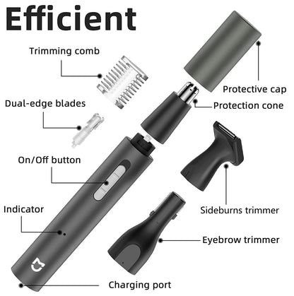 Xiaomi Mijia Electric Nose Ear Hair Trimmer for Men Painless Rechargeable Sideburns Eyebrows Beard 3 in 1 Hair Clipper Shaver [HAI]