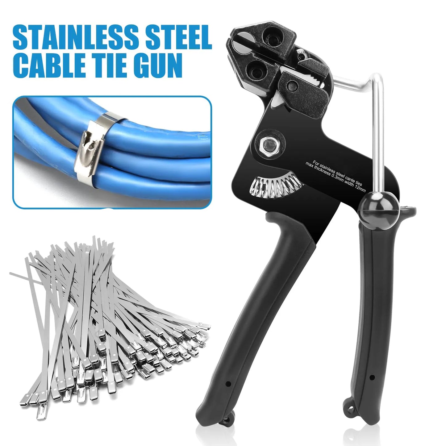 Metal Zip Ties Cutter Self-Locking Zip Ties Gun Cable Ties Plier Stainless Steel  Metal Tie Hand Wrap Tension Cutting Tools [TOL]