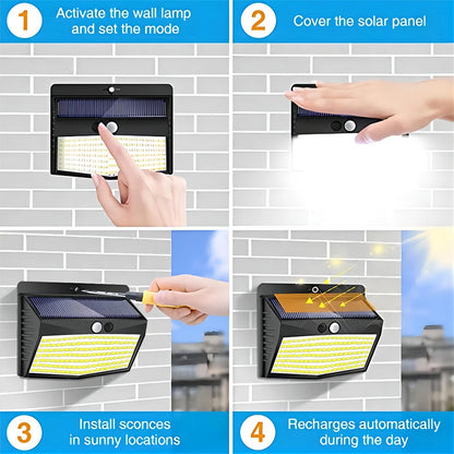 138/468/238 LED Solar Light Outdoor waterproof for garden Powered Sunlight street wall light security lighting 3 mode [SLG]