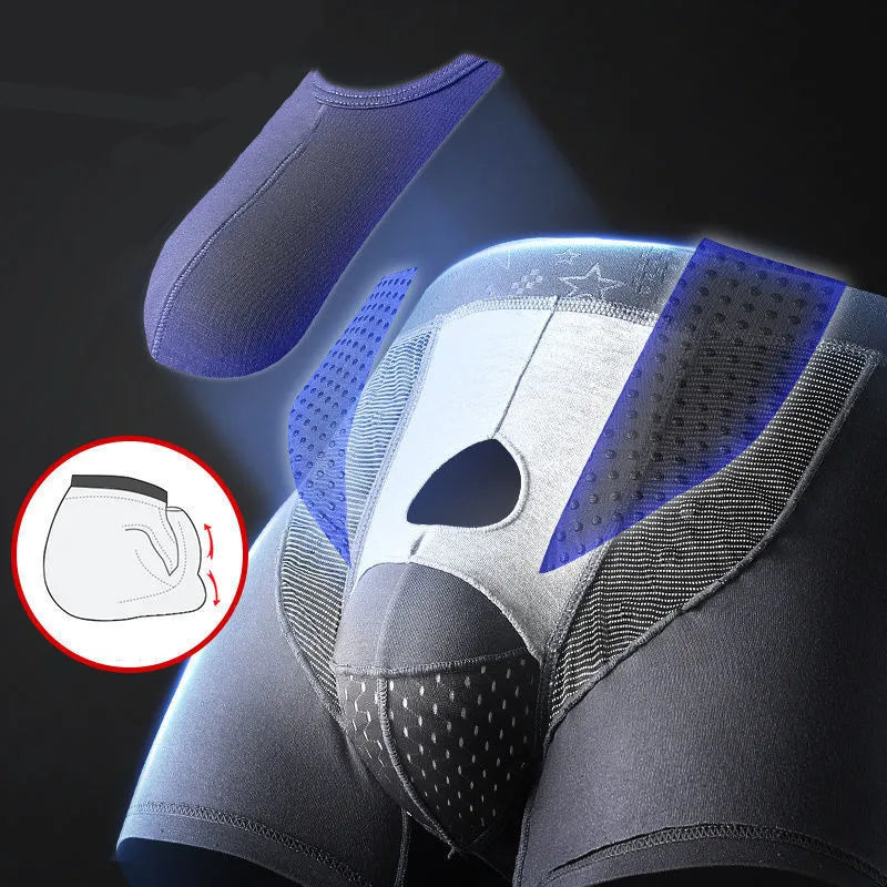 Men Underwear Modal Boxer Shorts Homme Antibacterial Magnetic Panties Man Ice Silk Bullet Separation Pouch Underpants Male Cueca [GRM] [UND]